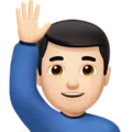 An emoticon of a man raising their hand